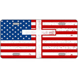 American Flag with Cross Novelty Metal License Plate LP-14518