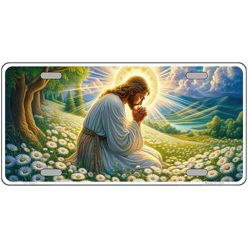 Jesus Praying Novelty Metal License Plate LP-14521