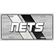 Metallic license plate with 'NETS' text on a sports-themed background