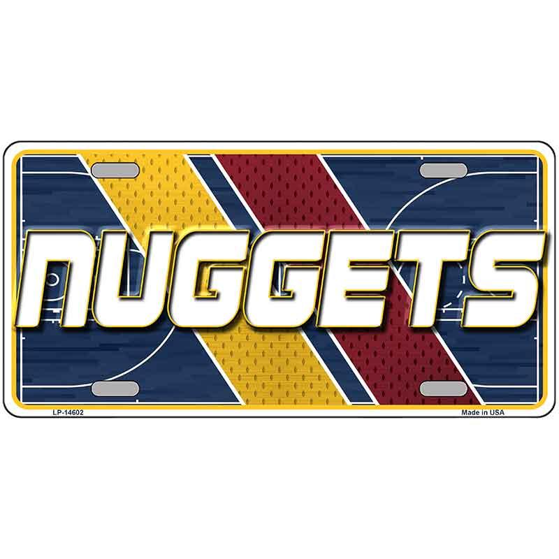 License plate with 'NUGGETS' text and basketball court design