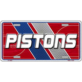 License plate with 'PISTONS' text on a red, blue, and gray background