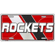 License plate with 'ROCKETS' text on a red, black, and white background