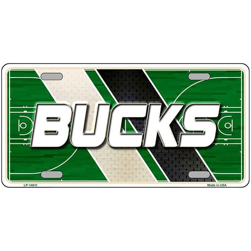 License plate with 'Bucks' text on a basketball court design