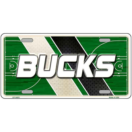License plate with 'Bucks' text on a basketball court design