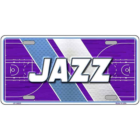 License plate with 'JAZZ' text on a colorful abstract background