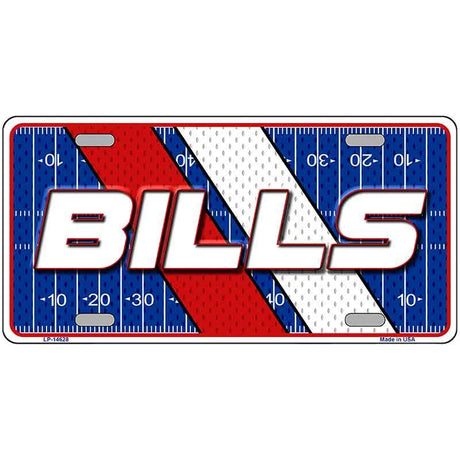 License plate with 'BILLS' text on a football field design