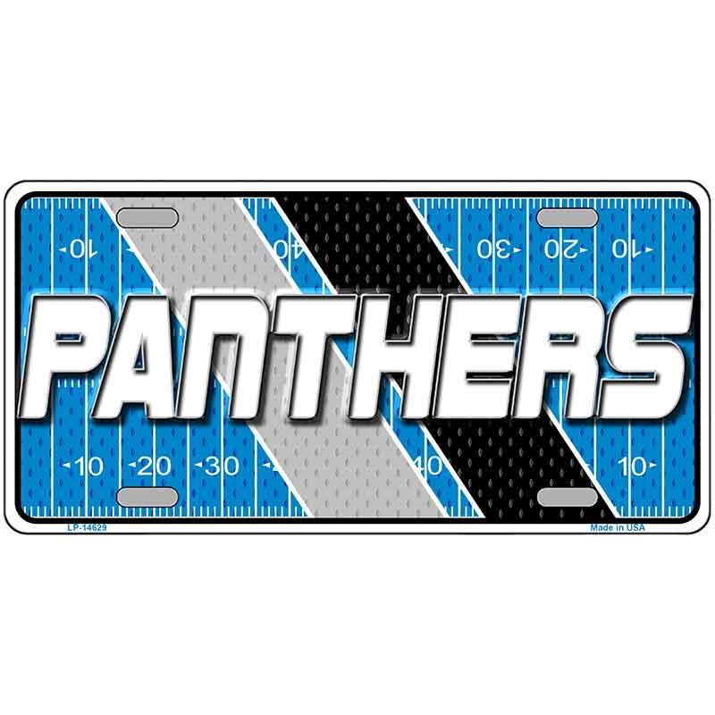 License plate with 'PANTHERS' text on a football field design