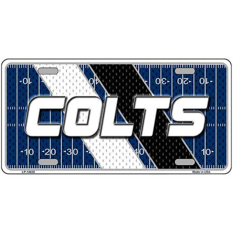License plate with 'COLTS' text on a football field design
