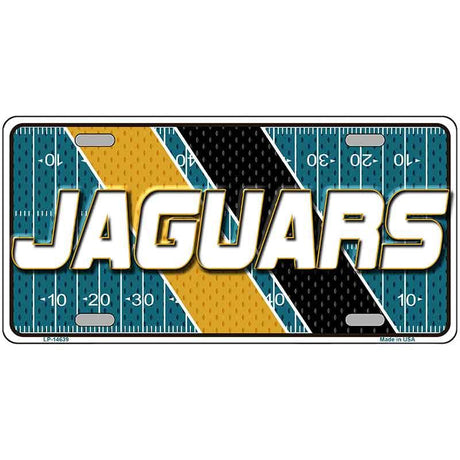 License plate with 'Jaguars' text on a football field design