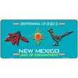 Red Chili & Road Runner New Mexico Teal Novelty Metal License Plate 12" x 6" (LP)