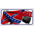 Rebel Cap And Flag Metal Novelty License Plate 12" x 6" (LP)