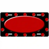 Red Black Polka Dot Red Center Oval Metal Novelty License Plate 12" x 6" (LP)