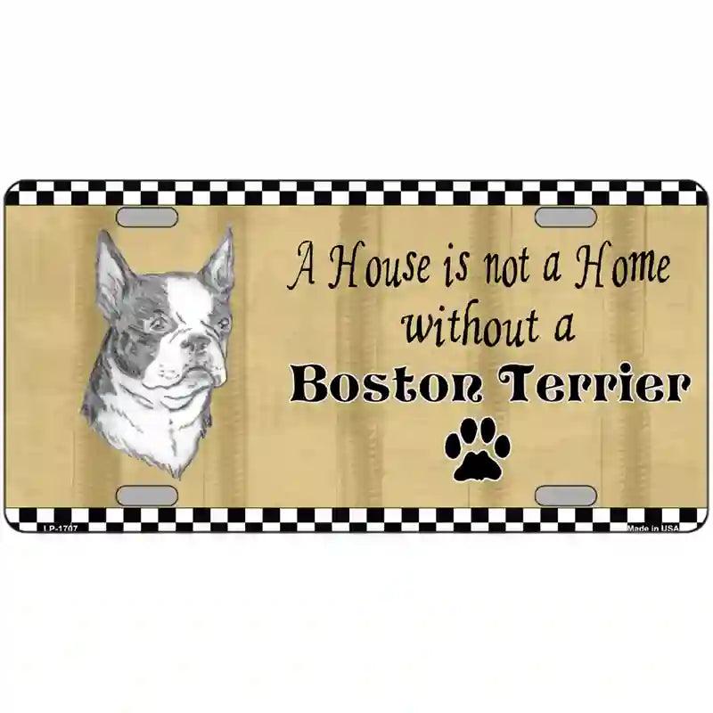 Pencil Sketch Boston Terrier Metal Novelty License Plate 12" x 6" (LP)