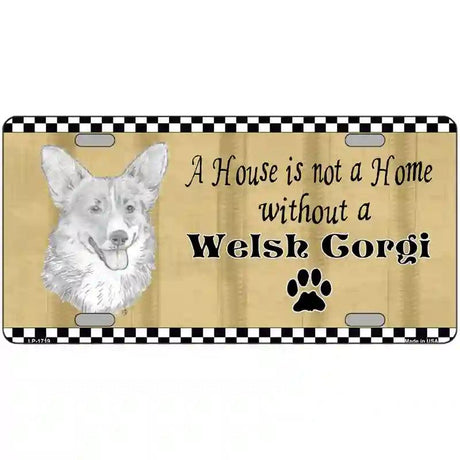 Pencil Sketch Welsh Corgi Metal Novelty License Plate 12" x 6" (LP)