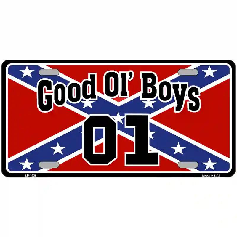 Good Ol Boys Confederate Flag Metal Novelty License Plate 12" x 6" (LP)