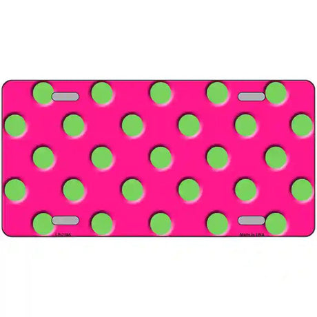 Lime Green Polka Dots Hot Pink Metal Novelty License Plate 12" x 6" (LP)