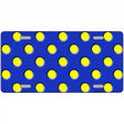 Yellow Polka Dots Royal Blue Metal Novelty License Plate 12" x 6" (LP)