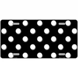White Polka Dots Black Metal Novelty License Plate 12" x 6" (LP)