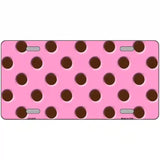 Chocolate Brown Polka Dots Pink Metal Novelty License Plate 12" x 6" (LP)