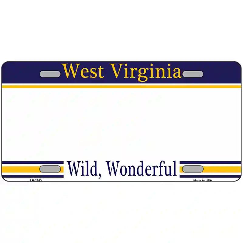 West Virginia Novelty State Blank Metal License Plate 12" x 6" (LP)