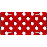 White Polka Dots Red Metal Novelty License Plate 12" x 6" (LP)