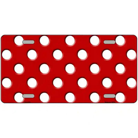 White Polka Dots Red Metal Novelty License Plate 12" x 6" (LP)