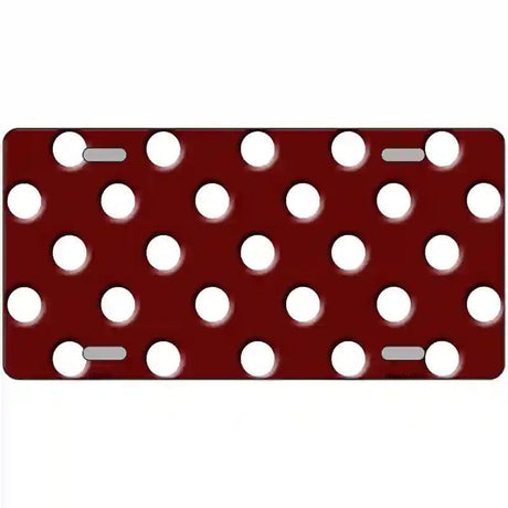 White Polka Dots Burgundy Metal Novelty License Plate 12" x 6" (LP)
