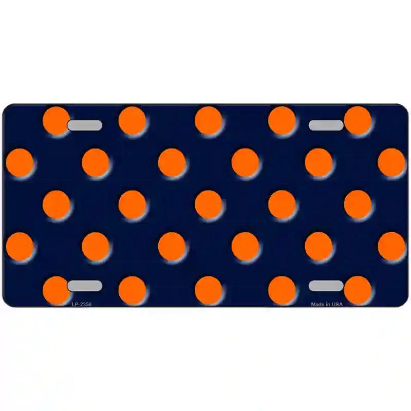 Orange Polka Dots Navy Blue Metal Novelty License Plate 12" x 6" (LP)