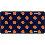 Orange Polka Dots Navy Blue Metal Novelty License Plate 12" x 6" (LP)