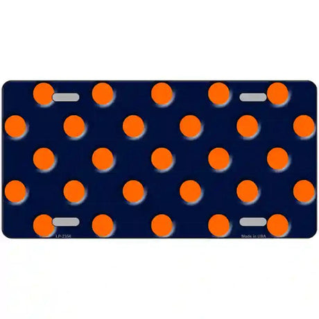 Orange Polka Dots Navy Blue Metal Novelty License Plate 12" x 6" (LP)