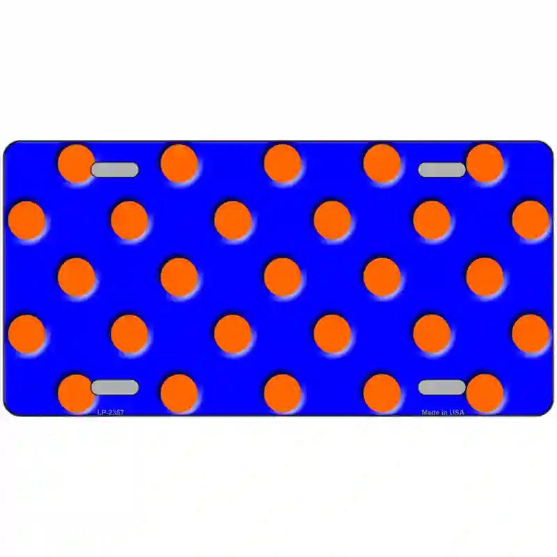 Orange Polka Dots Royal Blue Metal Novelty License Plate 12" x 6" (LP)
