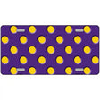 Yellow Polka Dots Purple Metal Novelty License Plate 12" x 6" (LP)
