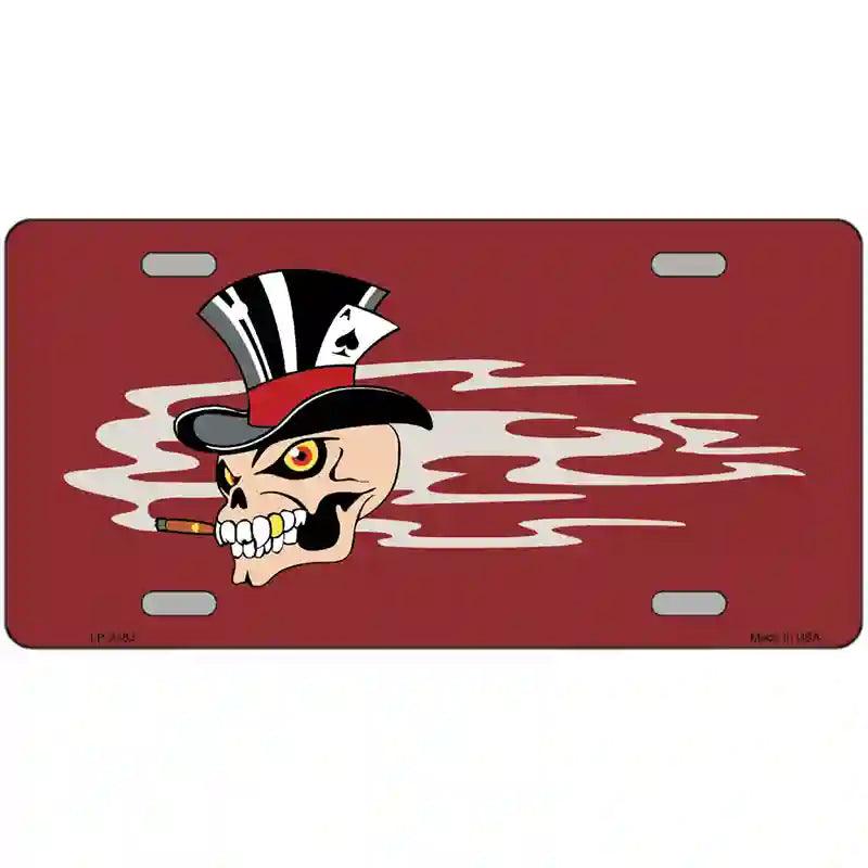 Smokin Joker Top Hat Skull Offset Metal Novelty License Plate 12" x 6" (LP)
