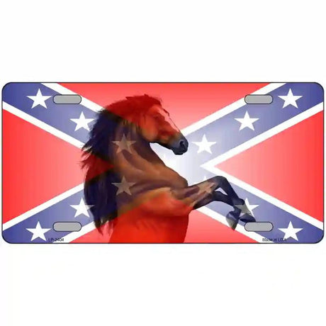 Confederate Flag Stallion Horse Metal Novelty License Plate 12" x 6" (LP)