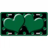 Green Black Polka Dot Green Center Hearts Novelty License Plate 12" x 6" (LP)
