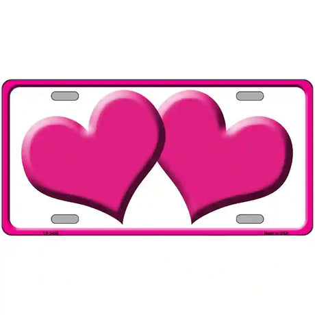 Solid Pink Centered Hearts White Novelty License Plate 12" x 6" (LP)
