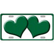 Solid Green Centered Hearts White Novelty License Plate 12" x 6" (LP)