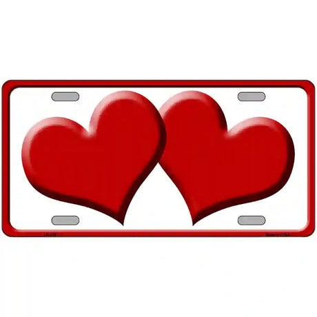 Solid Red Centered Hearts White Novelty License Plate 12" x 6" (LP)