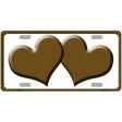 Solid Brown Centered Hearts White Novelty License Plate 12" x 6" (LP)