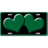 Solid Green Centered Hearts Black Novelty License Plate 12" x 6" (LP)
