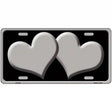 Solid Grey Centered Hearts Black Novelty License Plate 12" x 6" (LP)