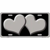 Solid Grey Centered Hearts Black Novelty License Plate 12" x 6" (LP)