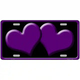 Solid Purple Centered Hearts Black Novelty License Plate 12" x 6" (LP)