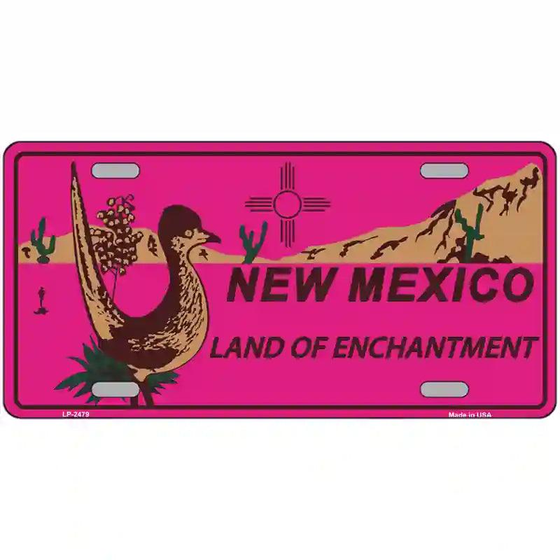 Roadrunner Pink New Mexico Metal Novelty License Plate 12" x 6" (LP)