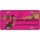 Roadrunner Pink New Mexico Metal Novelty License Plate 12" x 6" (LP)
