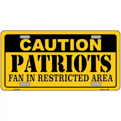 Caution Patriots Metal Novelty License Plate 12" x 6" (LP)