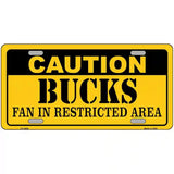 Caution Bucks Fan Metal Novelty License Plate 12" x 6" (LP)