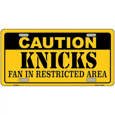 Caution Knicks Fan Metal Novelty License Plate 12" x 6" (LP)