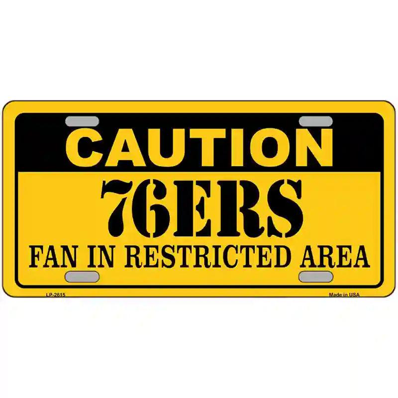 Caution 76ers Fan Metal Novelty License Plate 12" x 6" (LP)