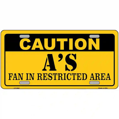 Caution As Fan Metal Novelty License Plate 12" x 6" (LP)